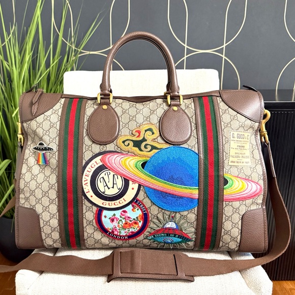 Authentic GUCCI unisex travel bag brown monogram coated canvas - Picture 1 of 16